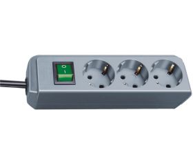 Base múltiple Eco-Line gris plata con interruptor (3 tomas y 1.5 m)