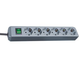 Base de tomas múltiples Eco-Line gris plata con interruptor