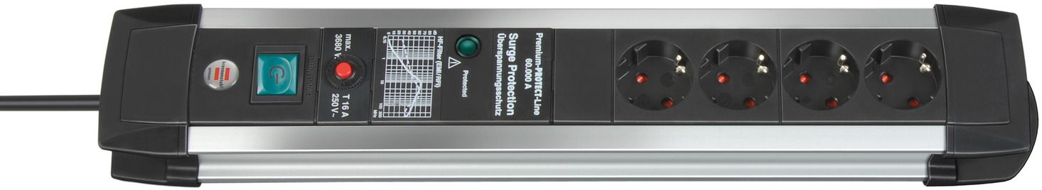 Base múltiple con protección contra sobretensión Premium-Protect-Line (4 tomas)