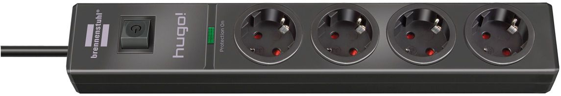 Base múltiple con protección contra sobretensión hugo! antracita (4 tomas)
