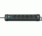 Base múltiple Premium-Line negra con varias posibilidad de instalación y fijación (6 tomas)