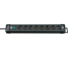 Base múltiple Premium-Line negra con varias posibilidad de instalación y fijación (8 tomas)