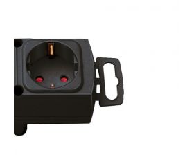 Base de tomas múltiples Comfort-Line Plus negra con clavija plana