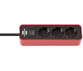 Base múltiple Ecolor roja/ negra con diseño compacto (3 tomas)