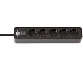 Base de tomas múltiples Ecolor negra con diseño compacto