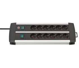 Base múltiple Premium-Alu-Line Technics con 2 y 3 interruptores (12 tomas)