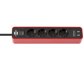Base múltiple Ecolor con diseño compacto y puertos USB (color rojo/ negro)