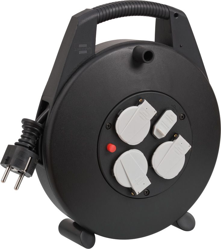 Enrollacables Vario-Line con función de carga USB negro IP20 H05VV-F3G1,5 con cable de 10 m