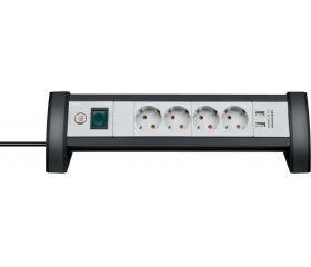 Base múltiple Premium-Office-Line para sobremesa (4 tomas y 2 puertos USB)