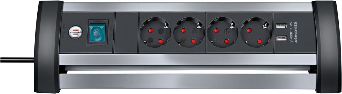 Base múltiple Alu-Office-Line para sobremesa (4 tomas + 2 puertos USB)