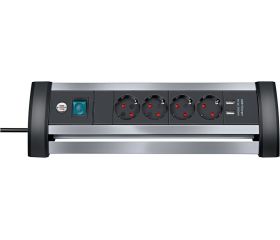 Base múltiple Alu-Office-Line para sobremesa (4 tomas + 2 puertos USB)