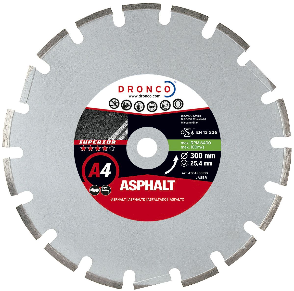 Disco de diamante Superior A4 Asfalto (Antes A2) Ø 300 mm