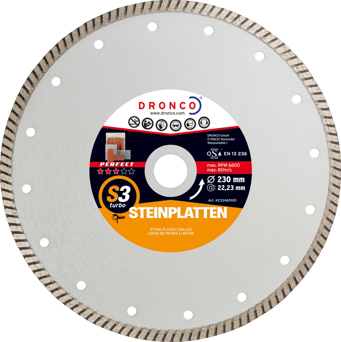 Disco de diamante Perfect S3 Turbo Placas de piedra (Antes TURBOF) Ø 115 mm