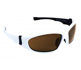 Gafas de seguridad polarizadas marrones con montura blanca EAGLE