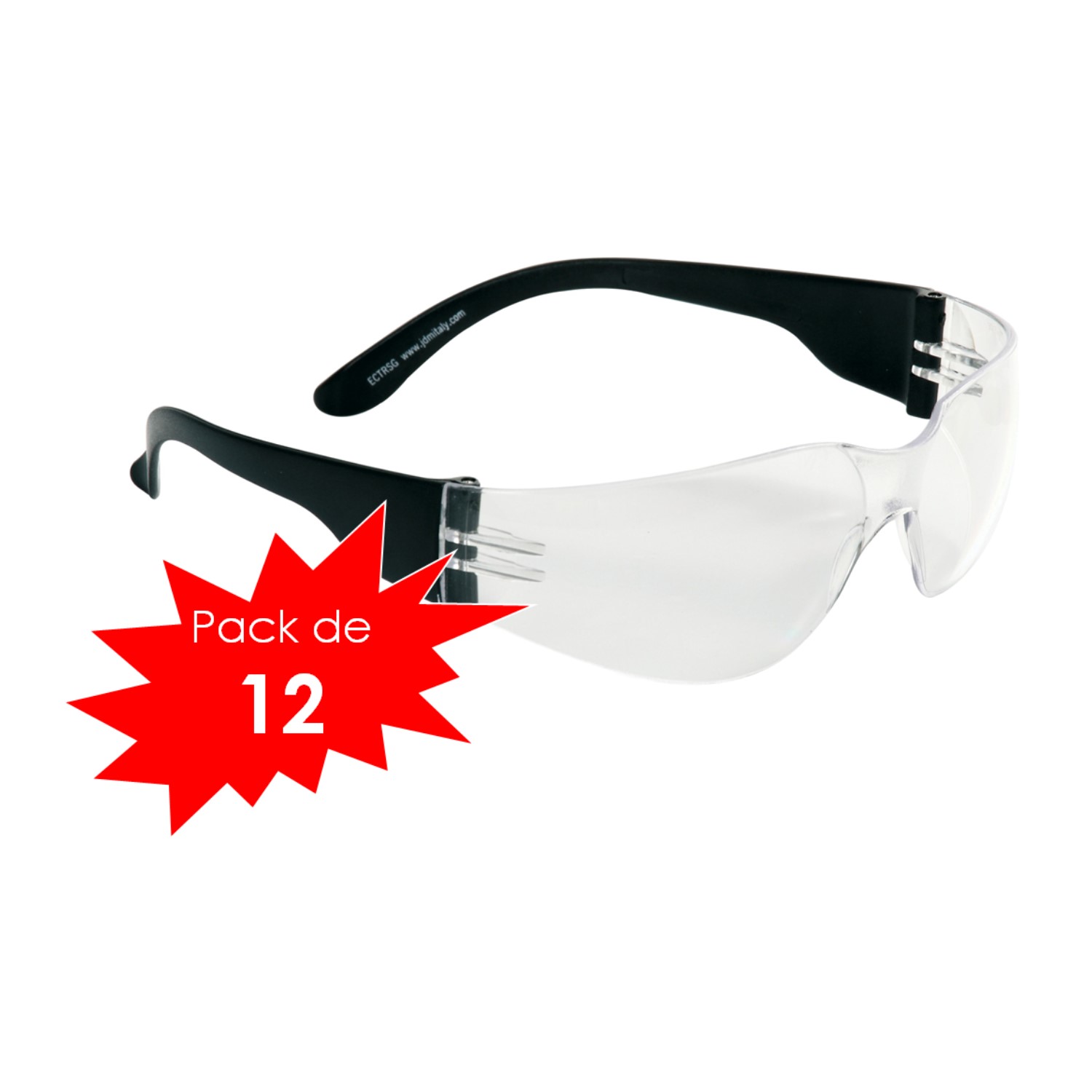 Gafas de seguridad lente transparente clase óptica 1 EN 166 pack 12 unidades