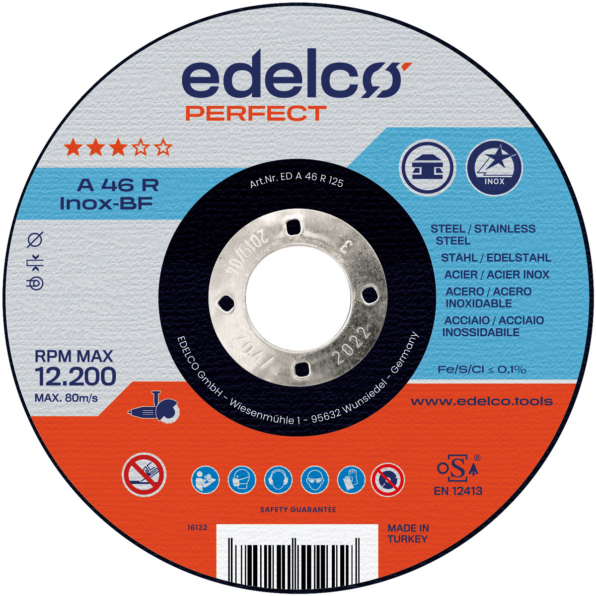 Disco de corte metal Perfect A 46 R INOX (115 mm)