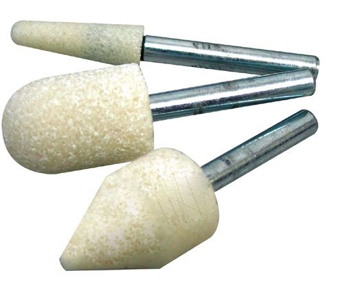 Muela con vástago Ø 6 mm perfilada de 25x30 mm figura Faiot 16 de corindón blanco