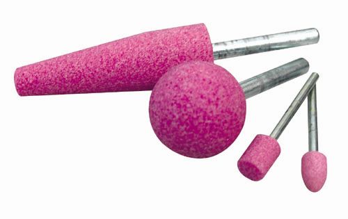 Muela con vástago Ø 6 mm cilíndrica de 10x15 mm figura Faiot 21 de corindón rosa