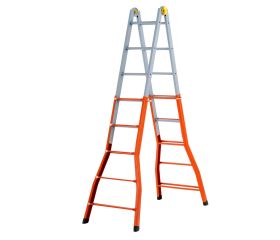 Escalera telescópica multifunción de acero PEPPina de 125 kg (5+5 peldaños)