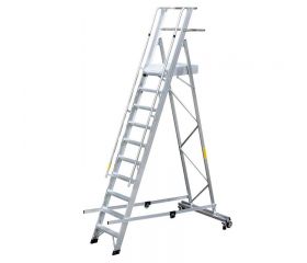 Escalera de aluminio con plataforma Eterna (10 peldaños)