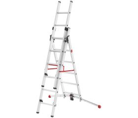 Escalera aluminio combinada 3 tramos con estabilizador curvo ProfiLOT Combi (2x6 + 1x5 peldaños)