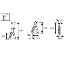Escalera de tijera de aluminio L60 EasyClix FR