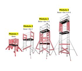 Andamio EN1004 modular de aluminio Expert Pro con ruedas telescópicas
