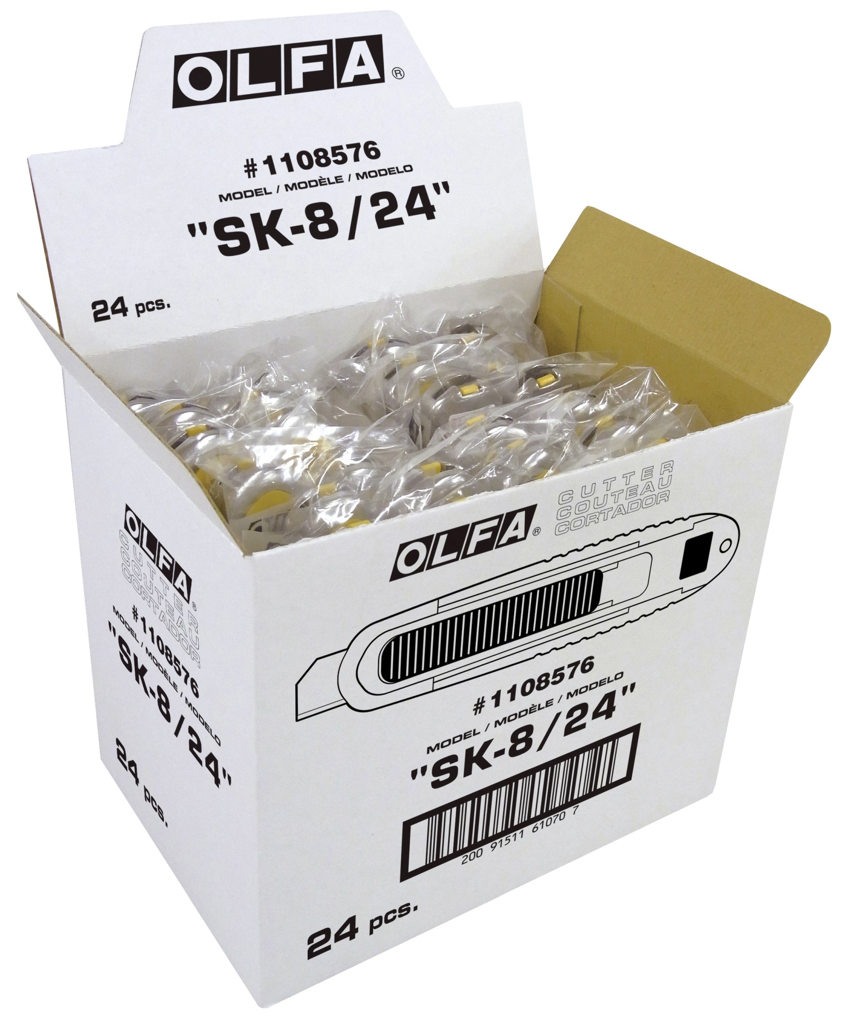 Cutter de seguridad con cuchilla trapezoidal de 18 mm en bolsa de plástico