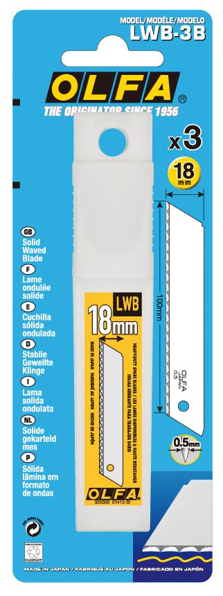 Cuchilla sólida de 18 mm con dentado ondulado