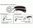 Cúter rotativo para cuchilla circular de 45 mm con botón de bloqueo RTY-2/DX