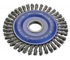 Cepillo circular inox de alambre trenzado especial soldadura con agujero 22,2 mm y filamento de Ø 0.50 mm (125x6 )
