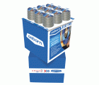 Expositor-mesa con forma de cubos para latas de discos de corte de 1 mm