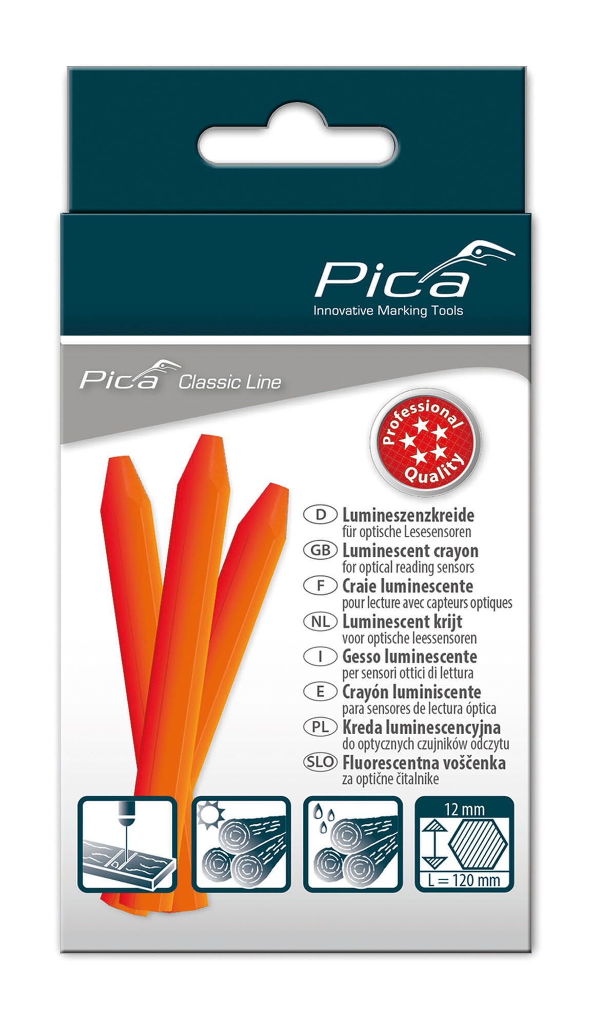 Caja-blister 12 Crayons Classic Pro Fluo-Naranja