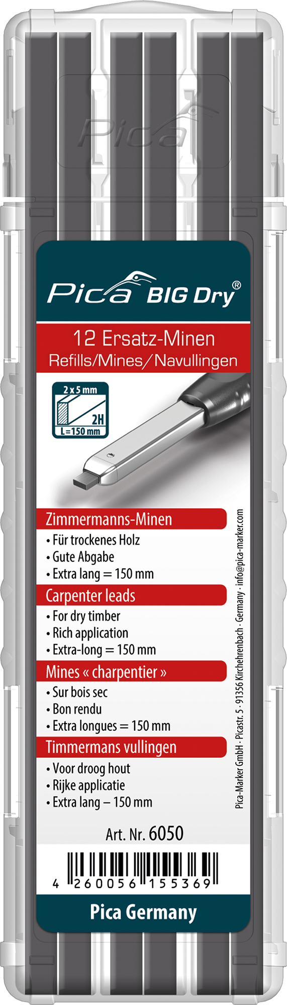 Minas carpintero 2H para portaminas BIG Dry