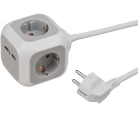 Ladrón múltiple en forma de cubo ALEA-Power con 2 puertos USB