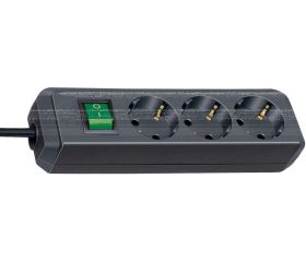 Base múltiple Eco-Line negra con interruptor (3 tomas y 3 m)