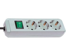 Base de tomas múltiples Eco-Line gris claro con interruptor