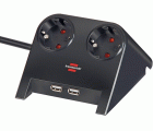 Base de tomas múltiples de sobremesa con 2 tomas y 2 puertos USB