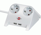 Base de tomas múltiples de sobremesa con 2 tomas y 2 puertos USB
