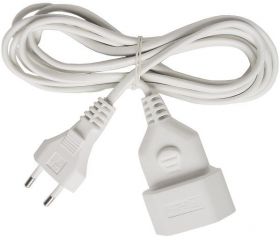 Alargador eléctrico IP20 H03VVH2-F 2x0,75 de 3 m (Blanco) con clavija y toma tipo euro