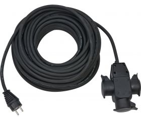 Alargador eléctrico IP44 H07RN-F 3G1,5 con cabezal de goma de 3 tomas para industria y obras