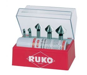 Juego de 5 avellanadores cónicos DIN 335 forma C con spray de corte de 50 ml