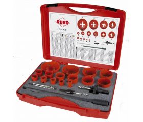 Juego de 19 coronas perforadoras HSS bimetal tipo Premium