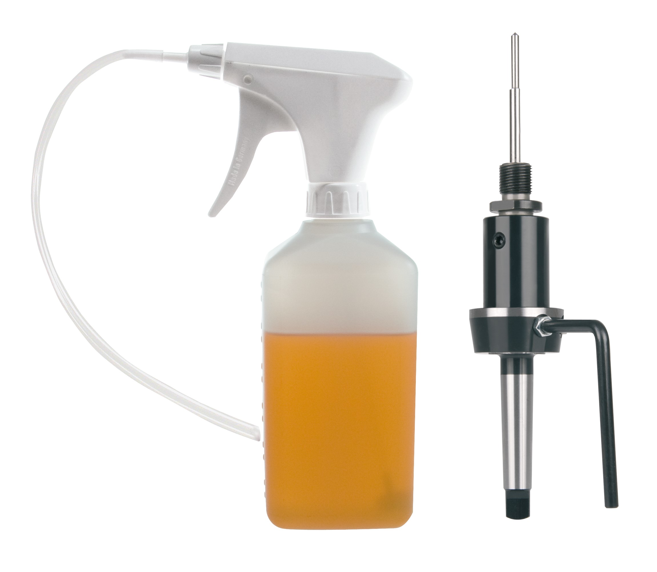 Soporte para brocas huecas con asiento de rosca CM2 + Botella refrigerante + Adaptador + Perno expulsor