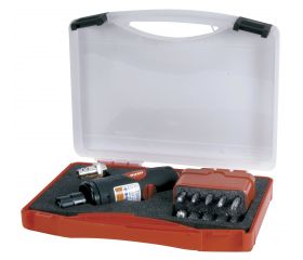 Kit amoladora neumática y juego 10 fresas metal duro con vástago de 6 mm