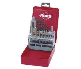 Juego de 15 machos de roscar en estuche de metal