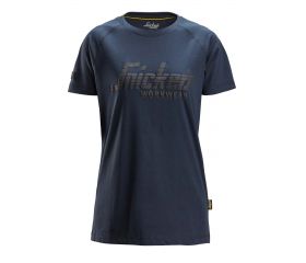 2597 Camiseta manga corta con logo para mujer azul marino jaspeado