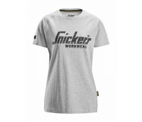 2597 Camiseta manga corta con logo para mujer gris jaspeado