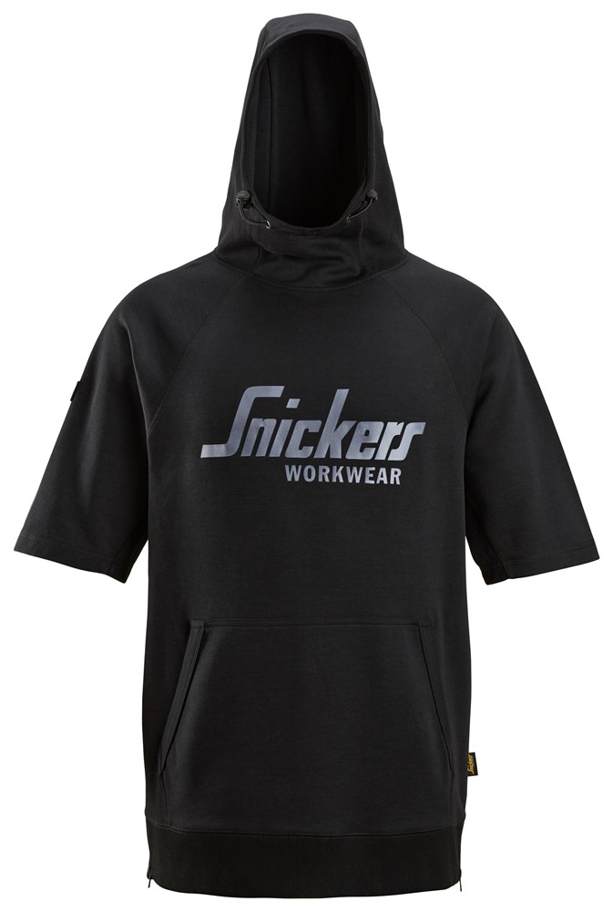 Imagen del producto 2850 Sudadera holgada con capucha, manga corta y logotipo negra