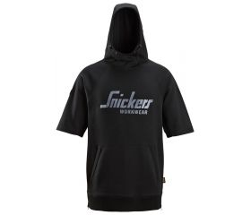 2850 Sudadera holgada con capucha, manga corta y logotipo negra